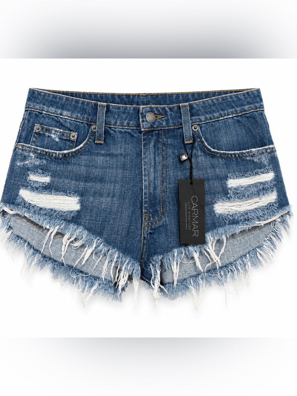 Carmar Blue Distressed Frayed Denim Cutoff Shorts